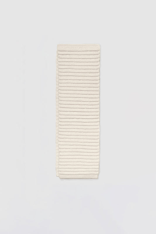 Sentaler Kids (1-5 Years) Ribbed Scarf featured in Baby Alpaca and available in Ivory White. Seen as off figure folded.