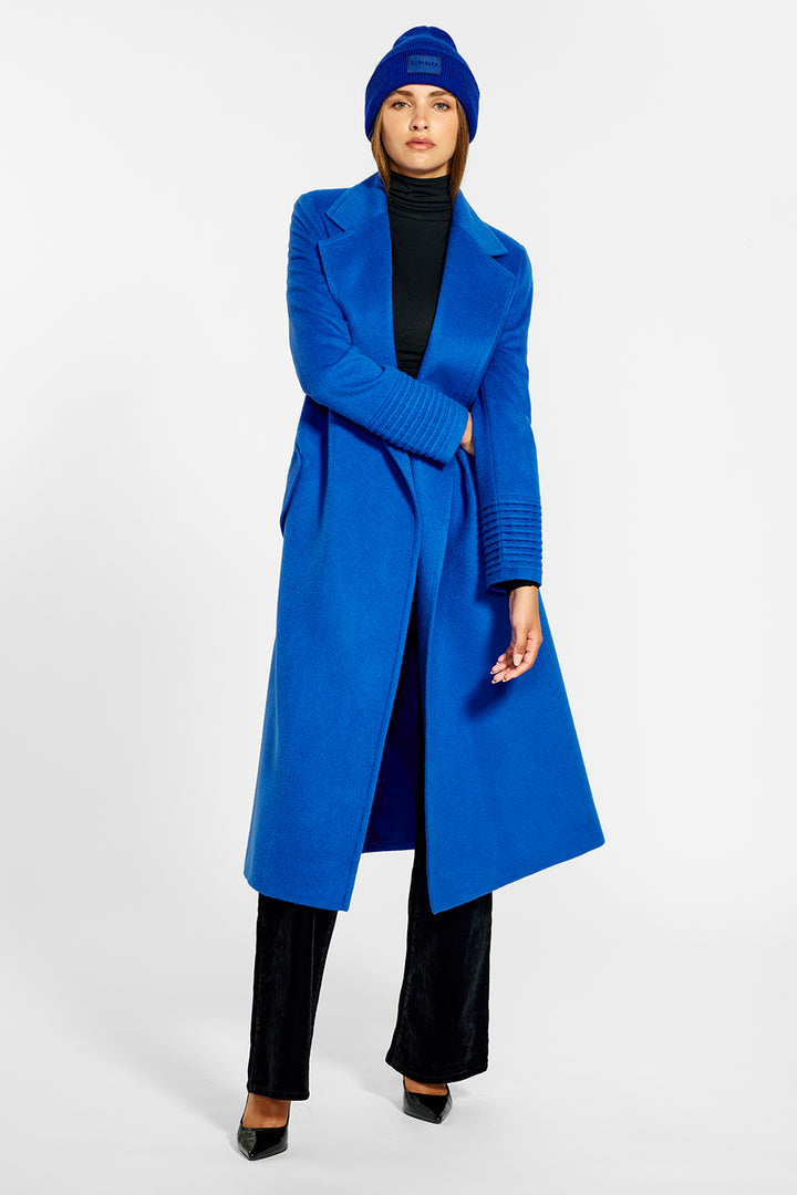 Long Notched Collar Wrap Cobalt Blue Coat | SENTALER