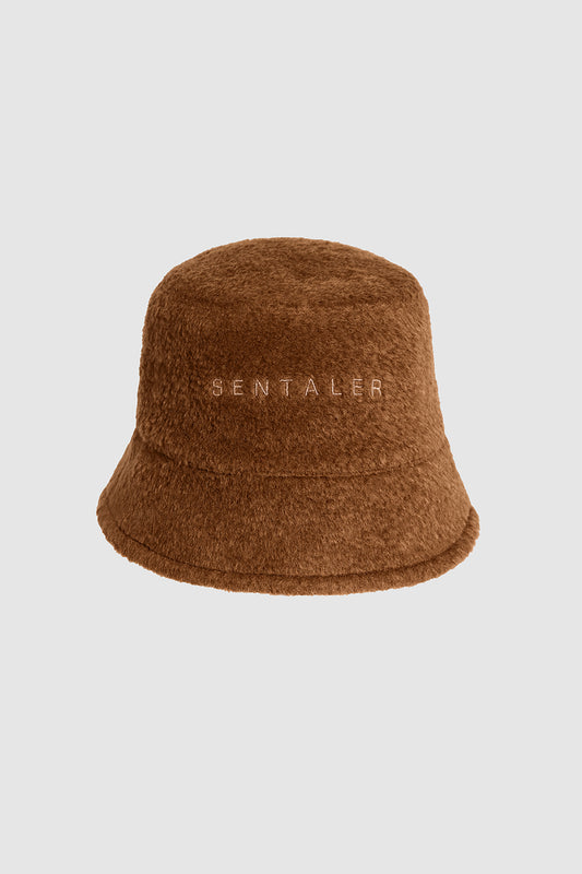 Sentaler Mens Bouclé Alpaca Bucket Hat featured in Bouclé Alpaca and available in Caramel Café. Seen XXX.