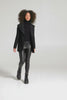 Sentaler Wrap Coat with Ribbed Sleeves featured in Superfine Alpaca and available in Black. Seen as product video.