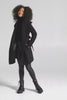 Sentaler Mid Length Shawl Collar Wrap Coat featured in Baby Alpaca and available in Black. Seen as product video.
